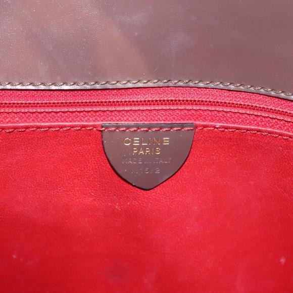 CELINE Hand Bag Leather Brown Gold Auth mr1262 - Picture 12 of 16